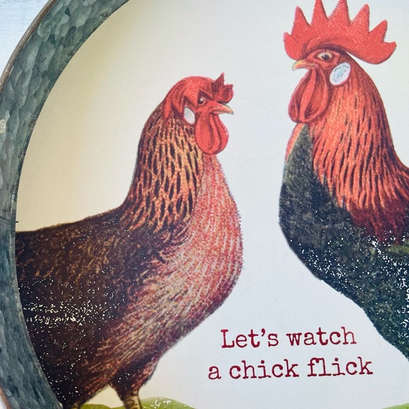 *Let’s Watch A Chick Flick Galvanized Metal Farmhouse Tray - Picture 5 of 16